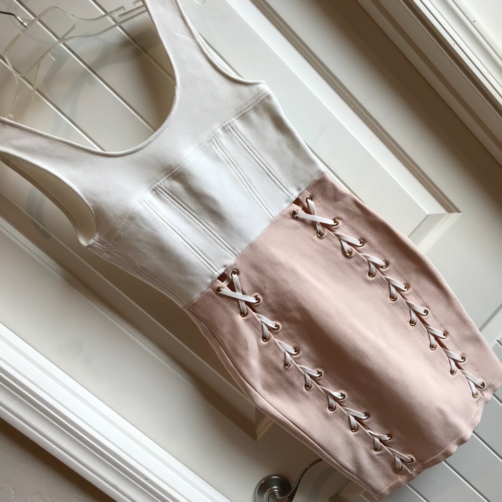 Unbranded Lace Up Dress Mini Body Fitting - Picture 2 of 7